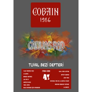 Bordo Sanat Cobain 1986 Canvas Pad Tuval Bezi Defteri Akrilik Yağlıboya Guaj Defteri