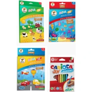 3'lü Lino Boya Sil Aktivite Boyama Kitabı ve 12 'li Carioca Boyama Kalemi