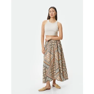 Kloş Midi Etnik Beli Bağcıklı Viskon