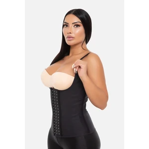 Owli Kadın Siyah Askılı Latex Sauna Bel Korsesi Çelik Balenli 3 Kademeli Agraflı Şekillendirici Lateks