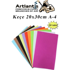 Keçe 10 Renk A4 20X30 cm 1 Paket Keçe 10 Lu Okul Kreş Okul Öncesi Etkinlik Hobi
