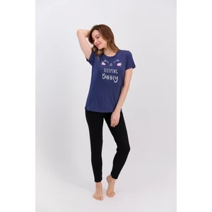 Kadın Kısa Kol Pijama Takımı Dark Indıgo