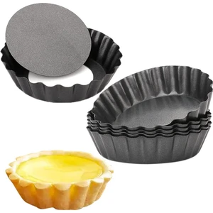 6 Adet Yumurta Tart, 3 Inç Mini Tart Tavalar Çıkarılabilir Alt, Cupcake Kek Muffin Kalıp Teneke Tava Pişirme Aracı (Yurt Dışından)