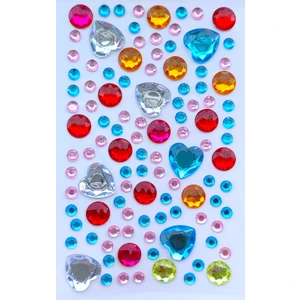 Giraffe Sticker Mavili Karışık Kalpler Taş Sticker Yapışkanlı Saç, Yüz, Tırnak ve Süs Taşı Işıltılı Parlak
