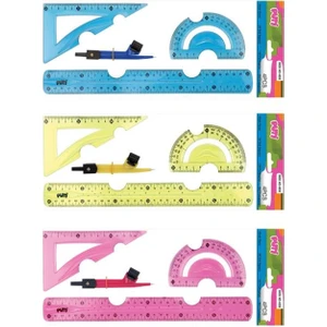 0874 Flexi Silikon Çizim Takımı Pergelli Farklı Renklerde