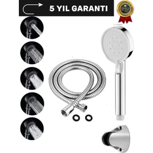 Turbo Fan 5 Fonksiyonlu Su Tasarruflu Duş Başlığı Turbo El Duşu + 150 cm Lüks Duş Hortumu Duş Seti