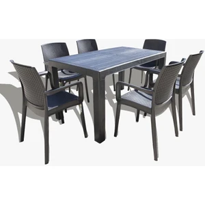 Elit Rattan 80X140 Maya A Koltuk Masa Takımı 6 Kişilik Kahverengi