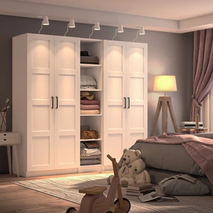 MNT-511-B-Beyaz 4 Kapaklı Raflı Gardırop