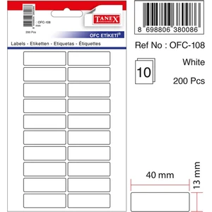 OFC-108 13x40 Mm Beyaz Ofis Etiketi 10 sayfa