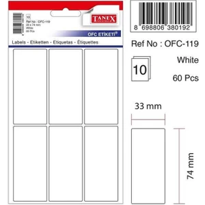 OFC-119 33x74 Mm Beyaz Ofis Etiketi 10 sayfa