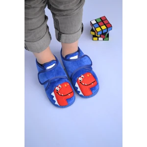 First Step Kırmızı Dinozor Nakışlı Saks Erkek Çocuk Cırt Cırtlı PANDUF-F-743