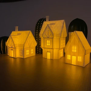 Root Made Noel Evleri 3'lü Set Yılbaşı Süsleri Yılbaşı Evleri Noel Dekor Yılbaşı Hediyesi Tealight Mumluk