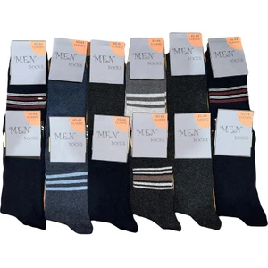 KYC Shopping Erkek Soket Düz ve Desenli Karışık Çorap 12 Li Paket