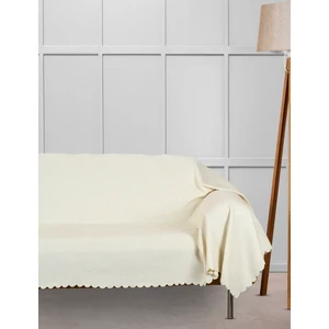 Velerde Home Jakar Şönil Kaymaz Koltuk Örtüsü Şalı Standart En 175CM x Boy 300CM Kollarıda Kapatır Süt