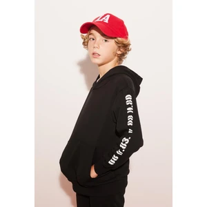 Erkek Çocuk Oversize Fit Kapüşonlu Arma Baskılı Sweatshirt A6588A823WN