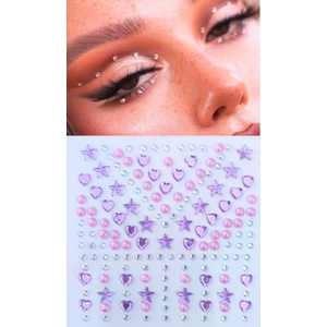 Giraffe Sticker Mor Inci, Yıldız, Kalpli Model 159 Adet Işıltılı Yüz ve Vücut Taş