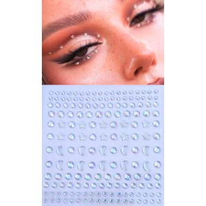 Giraffe Sticker Beyaz Ay, Yıldız, Yuvarlak Model 170 Adet Işıltılı Yüz ve Vücut Taş