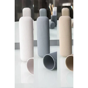 Pharma Acqua 3' Li Beyaz - Gri - Kahve  Seyahat Tipi Aksesuar Taşıma Kabı Gözlük Diş Macunu Makyaj Fırçası Saklama Kutusu