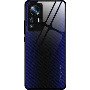 4U Sky Xiaomi 12T Pro 5g Temperli Cam+Tpu Anti-Çizelge Cep Telefonu Kapak-Dark Mavi Için Karbon Fiber Doku Telefon Kılıfı (Yurt Dışından)