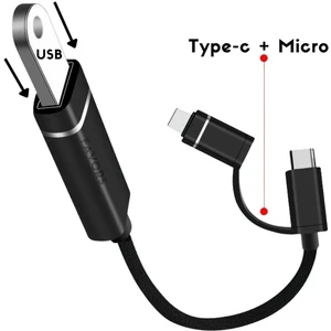USB To Micro ve Type-C 2in1 3.0 Veri Aktarımı Otg Çevirici USB To 2in1 Dönüştürücü Hızlı Aparat