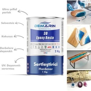 Ultra Şeffaf Epoksi ReçineParlaktasarım Amaçlı Anti Sararma Yüksek Mekanik Dayanım Epoksi Hardener 3 kg