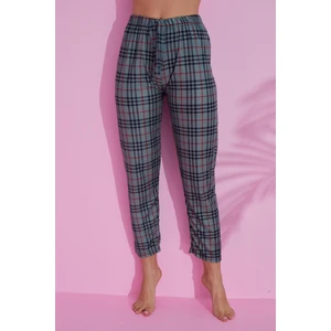 Farya Home Dreamy Pamuklu Süet Kadife Ekose Desenli Pijama Altı Pantolon