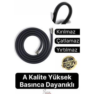 Siyah Dayanıklı Esnek Kırılmaz Çatlamaz Patlamaz Sızdırmaz Pvc Banyo Duş Musluk Hortumu 1,5 Metre