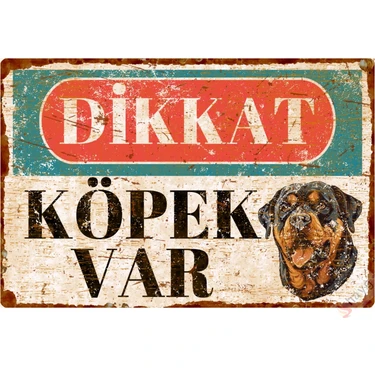 Hayg Equipment Vintage Dikkat Köpek Var Alüminyum Uyarı Levhası - Rottweiler - Metal Dekoratif