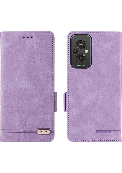 Xiaomi Redmi Için 11 Prime 4g Anti-Çizelge Pu Deri Deri Anti Dalgalı Kılıf Donanım Dekoru Çift Manyetik Toka Cüzdan Standı Kabuk-Mor (Yurt Dışından)