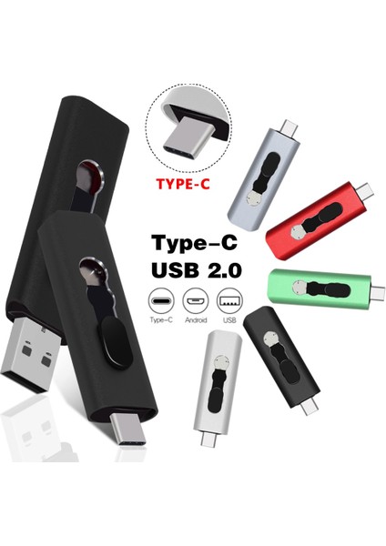 Kırmızı 16 GB USB 2.0 Flash Sürücüler 128 GB Tip C USB Bellek Bellek Sürücüsü Fotoğraf Çubuğu Depolama ve Yedekleme Için Android/bilgisayarla Uyumlu (Yurt Dışından)