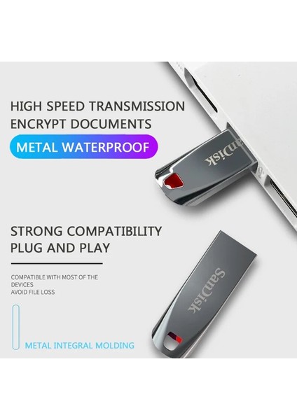 Tip-C Veri Kablosu 16 GB Sandisk Orijinal 100% Flash Sürücü Memory Stick USB 2.0 Kalem Sürücü Mini 64 GB 32 GB 16 GB Pc Tablet Desteği Resmi CZ71 (Yurt Dışından)