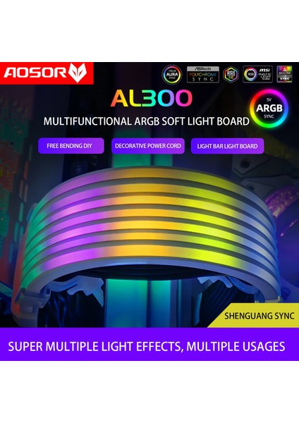 1 Adet AL300 Coolmoon Aosor Argb LED Işık Şeridi 24PIN Anakart Güç Uzatma Kablosu Aura Sync Esnek LED Şerit Işık Dıy Kiti (Yurt Dışından)