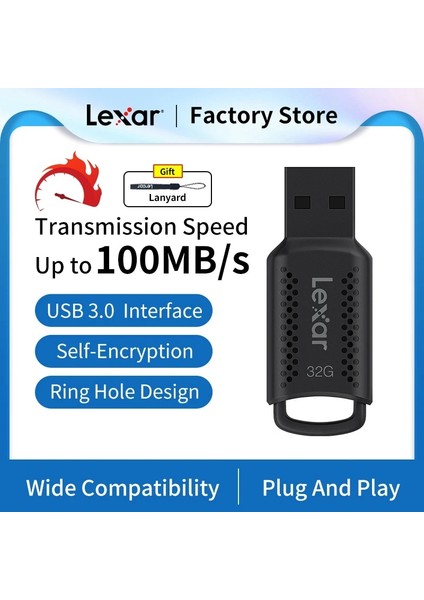 64 Gb-Adaptör-Kordon Lexar Kalem Sürücü USB 3.0 V400 Şifreli USB Çubuğu Anahtar Bellek 100 Mb/s 32 GB 64 GB 128 GB Mac/pc/android Için Yaratıcı Flash Sürücüler (Yurt Dışından)