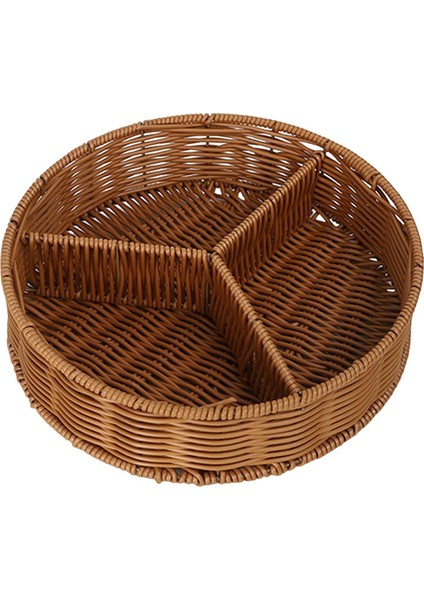 Rattan Sepetleri Yuvarlak Meyve Sepetleri Ör Dekoratif Aperatif Tepsisi Çapı 28 cm (Yurt Dışından)