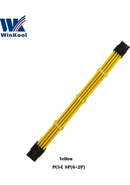 Sarı 100MM Winkool Pcı-E 8pın 18AWG Saf Renk Erkek - Dişi Kol Uzatma Güç Kablosu Dahili Kablo Taraklar Çok Renk Seçenekleri (Yurt Dışından)