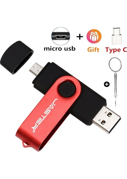 Kırmızı 64 GB Jaster 3 In 1 USB Flash Sürücü Type-C Adaptörleri Hediyeler Kalem Sürücü Otg Memory Stick U Disk Android Smartphone Pc Için 16G 32G 64 GB (Yurt Dışından)