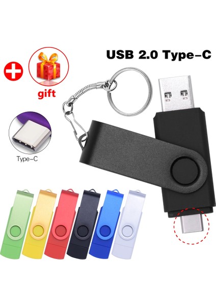 Gümüş 32GB Yeni Özel Logo Otg USB Flash Sürücü Tip C Kalem Sürücü 128GB 64GB 32GB 16GB 8gb 4gb USB Stick 2.0 Pendrive Tip-C Cihaz Için (Yurt Dışından)
