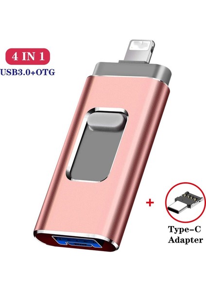 Gümüş Tpye C 32 GB 4in1 Otg USB Flash Sürücü 8 GB 16 GB 32 GB 64 GB 128 GB Iphone Ipad Tablet Telefon Için Yıldırım Android Kalem Sürücü USB Sopa (Yurt Dışından)