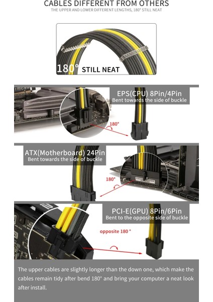 Siyah Kit A Formulamod Nck1 Serisi Psu Uzatma Kablosu Kiti, Düz Renk Kablo Katı Combo 300MM ATX24PIN PCI-E8PIN CPU8PIN Taraklı (Yurt Dışından)