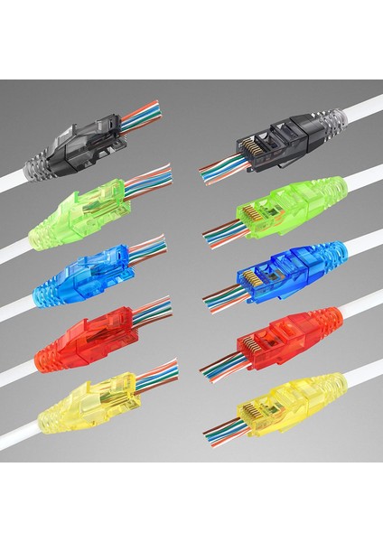 Beyaz 50 Adet Zoerax Renkli RJ45 Cat6 Gerilme Giderici Çizmeler Konektörü Standart Cat6 Ethernet Kablosu Lan Kablosu Konektörü Bot Kılıfı (Yurt Dışından)
