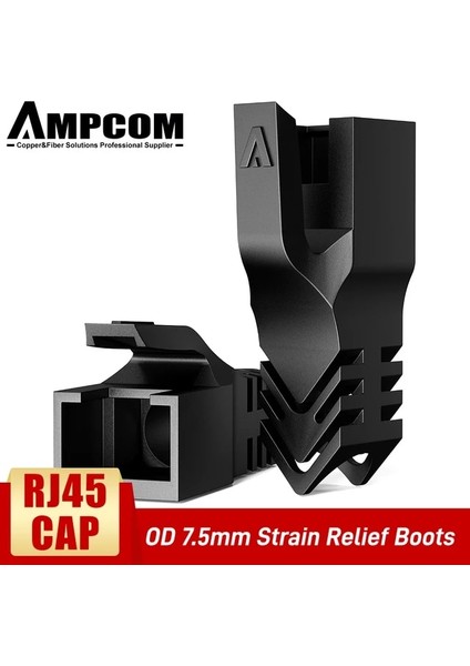 7.5 mm Siyah 50 Adet Ampcom Ethernet Ağ Kablosu Gerginlik Giderici Bot Kablosu RJ45 Konnektör Fişi 6.5/7.5/8.0mm Kapakları Cat8 Cat7 CAT6A Cat6 CAT5E (Yurt Dışından)