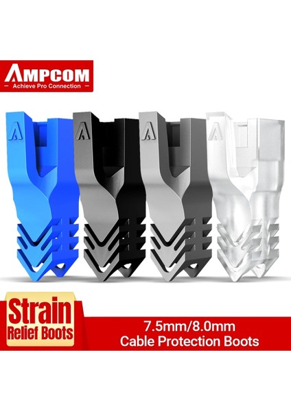 7.5 mm Siyah 50 Adet Ampcom Ethernet Ağ Kablosu Gerginlik Giderici Bot Kablosu RJ45 Konnektör Fişi 6.5/7.5/8.0mm Kapakları Cat8 Cat7 CAT6A Cat6 CAT5E (Yurt Dışından)