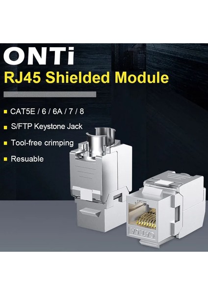 CAT.6A 2 Adet Onti RJ45 Cat8 Aletsiz Stp Korumalı Keystone Jack Modülü, Kendinden Kilitleme Cat7 CAT6A Cat6 CAT5E Çinko Alaşım Ağ Çoğaltıcı Adaptörü (Yurt Dışından) fiyatları