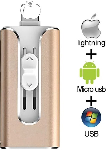 Altın 32GB Otg USB Flash Sürücü Apple iPhone iPad Ipod Mobil Için USB Flash Disk USB Sopa Flash Kalem Sürücü 128G 64GB 32GB 16GB USB Flash 3.0 (Yurt Dışından)