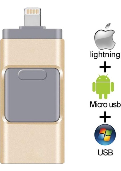 Altın 64GB Metal USB Flash Sürücü 128GB Otg Kalem Sürücü 32GB 64GB iPhone 11 Pro/xr/xs Max Için USB 3.0 Flash Disk USB Bellek Çubuğu 256GB (Yurt Dışından)