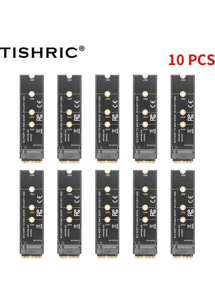 10 Adet 2013-17 Uzun Tıshrıc M2 M.2 Nvme SSD Adaptör Kartı MacBook Air Pro Retina 2013-2017 Nvme/ahcı Yükseltilmiş Kiti A1465 A1466 A1398 A1502 (Yurt Dışından)