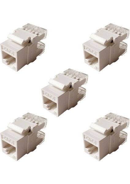 Beyaz 5 Parça Cat6 RJ45 Keystone Jakları Ince Profil, Ethernet Duvar Jakı Punch Down, CAT5E Keystone Modül Konektörü (Yurt Dışından)