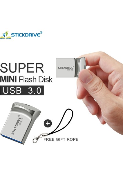 Siyah 64GB Süper Mini Metal 3.0 USB Flash Sürücü 128GB 64GB 32GB 16GB Flash Sürücü Taşınabilir Hafıza Çubuğu Pendrive Depolama Flash Disk Hediye (Yurt Dışından)