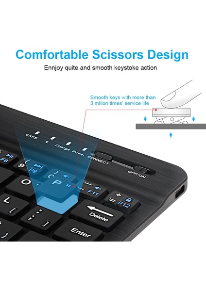 10 Siyah Ispanyolca Mini Bluetooth Klavye Kablosuz Rusça Klavye Tablet Ispanyolca Şarj Edilebilir Klavye Tablet ipad Cep Telefonu Dizüstü Bilgisayar (Yurt Dışından)