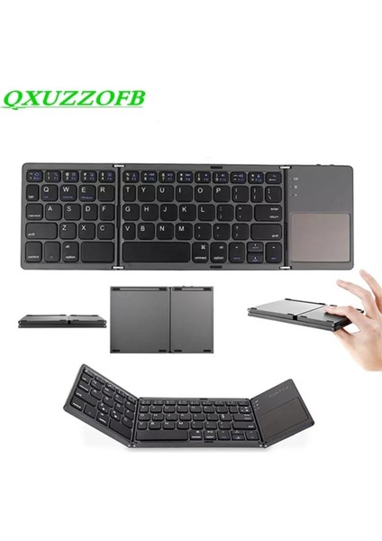 Koyu Gri Yeni Katlanır Bluetooth Klavye Ios Android Windows Ipad Tablet Macbook Mobil Akıllı Telefon Için Kablosuz Katlanabilir Dokunmatik Tuş Takımı (Yurt Dışından)